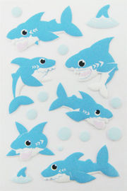 Toksik Olmayan Köpük Puf Hayvan Çıkartmalar DIY 3D Karikatür Köpekbalığı Mavi Renkli